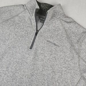Eddie‎ Bauer Mens XL Gray 1/4 Zip Pullover Sweater Fleece Long Sleeve
